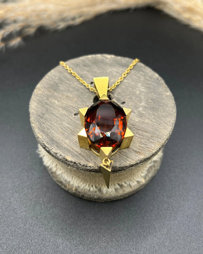 Antique Vintage Art Deco Large Citrine Star Shaped Pendant in 15ct Gold
