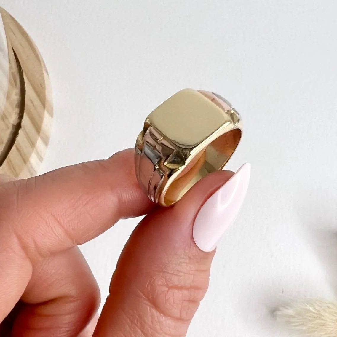 Art Deco 18 Carat Yellow Gold and Platinum Signet Ring, Circa 1920