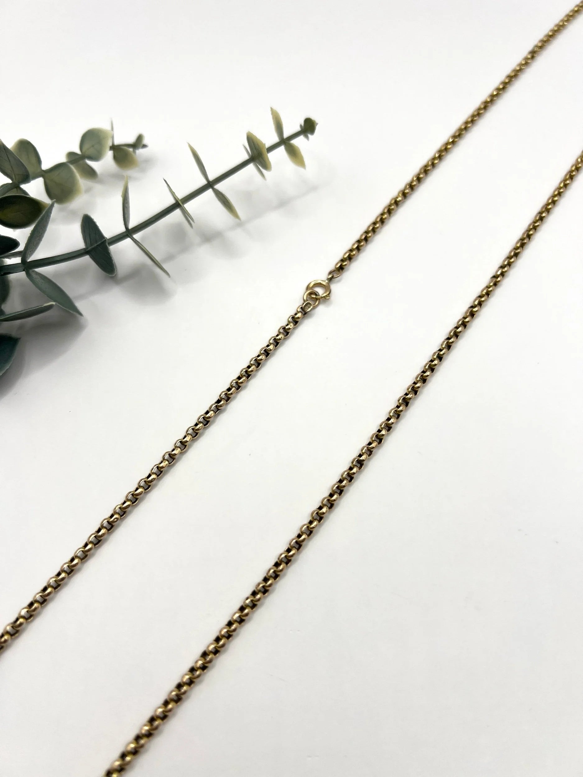Antique 9 ct Yellow Gold Belcher Chain - Edwardian Faceted Link Necklace