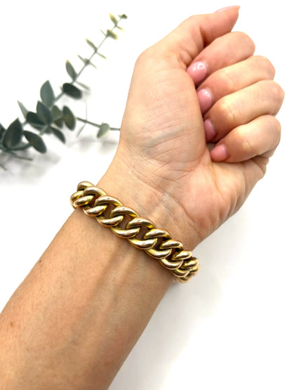 Antique 9 Carat Edwardian Rose Gold Curb Bracelet