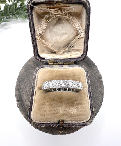Antique 1920s Platinum French Stamped, 2 Carat Full Diamond Eternity Ring, Wedding Band