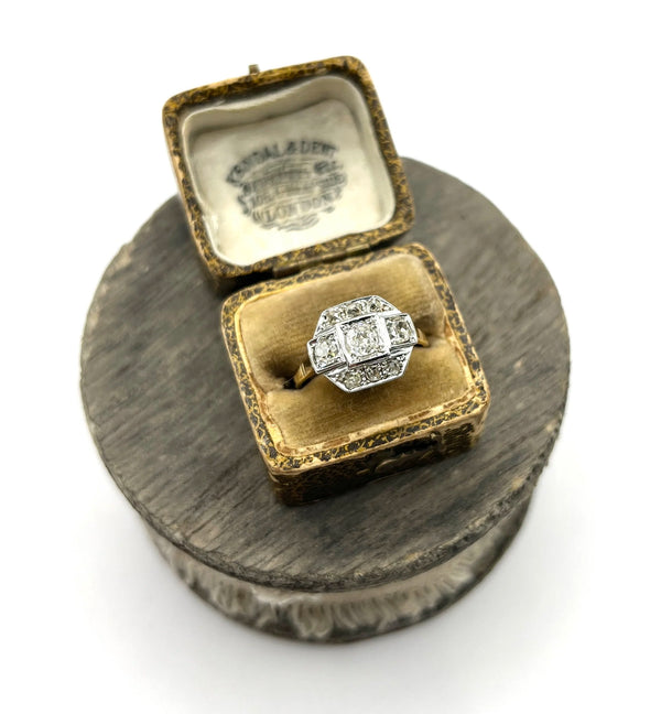 Antique 18 ct Gold And Platinum, 1920's Art Deco Diamond Engagement Ring