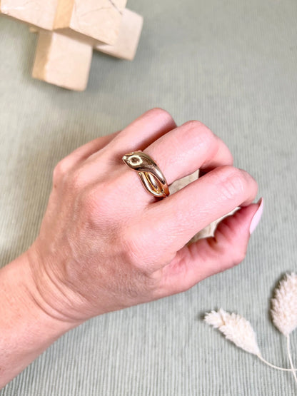 Antique 9ct Yellow Gold Edwardian Snake Ring, Chester Hallmarked