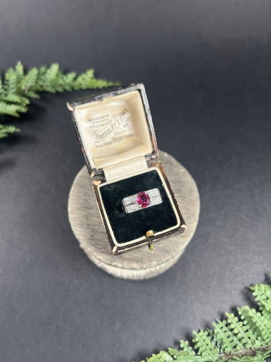 Vintage Diamond And Ruby Cocktail Ring In 18 Carat White Gold