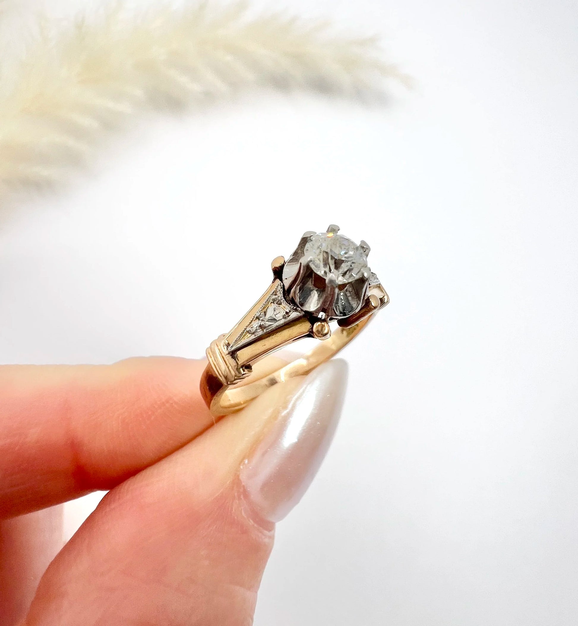 Edwardian 18 Carat Gold and Platinum Single Stone Diamond Engagement Ring