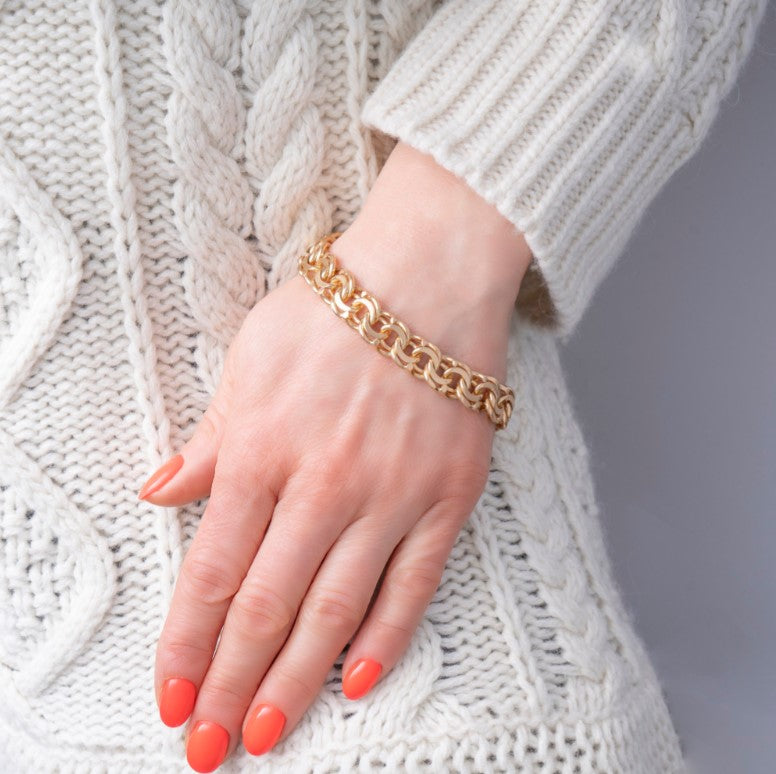 Vintage 18ct Rose Gold Bismark Link Curb Chain Bracelet