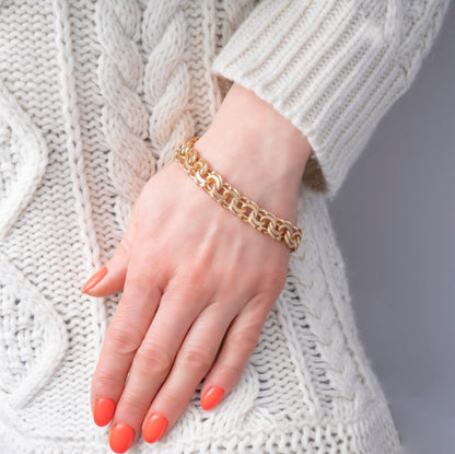 Vintage 18ct Rose Gold Bismark Link Curb Chain Bracelet