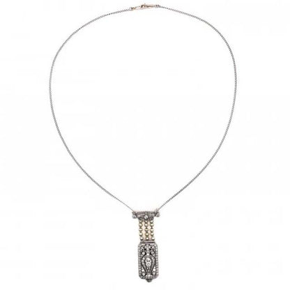 Tiffany and Co Art Deco Diamond Pearl Platinum Watch Pendant