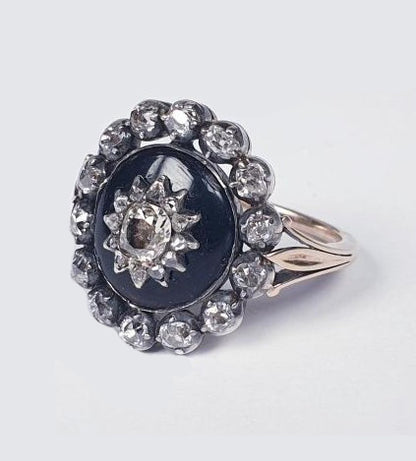 Antique Georgian 1.20ct Old Cut Diamond and Garnet Dress Ring