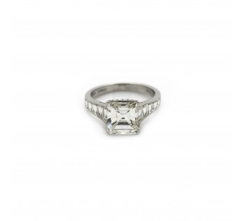 Emerald-Cut 3.02ct Diamond and Platinum Engagement Ring