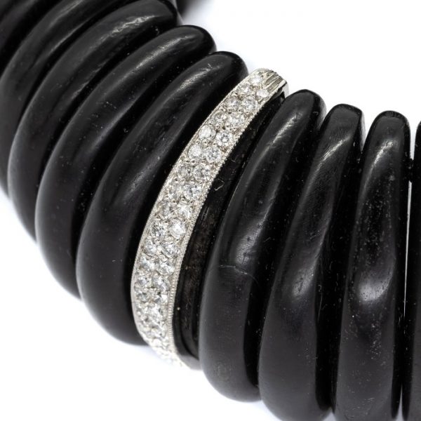 Ebony Diamond and Platinum Expandable Cuff Bracelet, 2.75 carats
