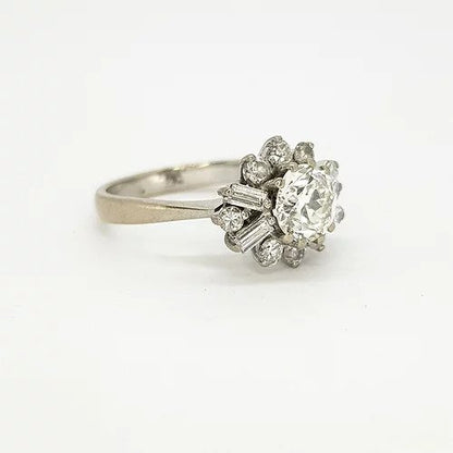 Vintage Diamond Cluster Ring, 1.25 carats, in 18ct gold, Circa 1960s