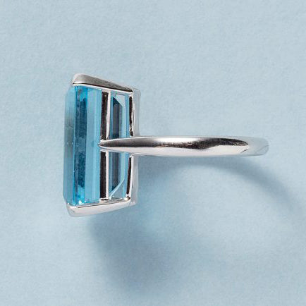 Vintage French 14cts Aquamarine Solitaire Engagement Ring in 18ct White Gold