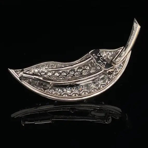 Vintage Van Cleef and Arpels 3ct Diamond Leaf Brooch, set with 3.10 carats of brilliant-cut diamonds in 18ct white gold Signed and Numbered Circa 1950s