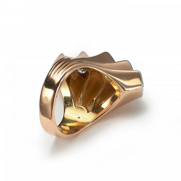 Vintage 1940s Diamond Five Row Fan Cocktail Ring in 18ct Yellow Gold