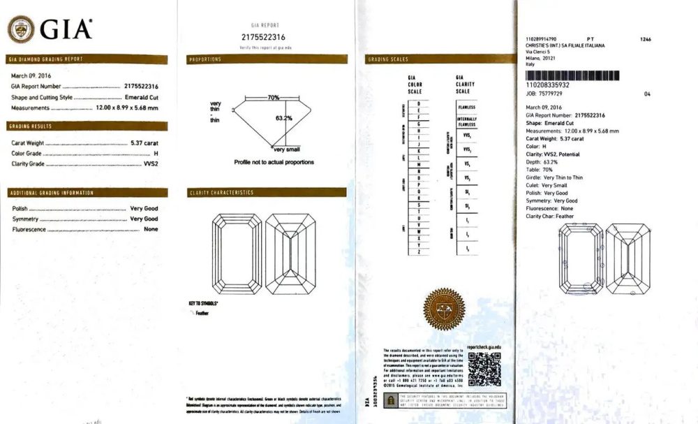 GIA Certified Art Deco Emerald Cut Diamond Drop Earrings, 5.37ct and 5.26ct, H colour and VVS/VS clarity