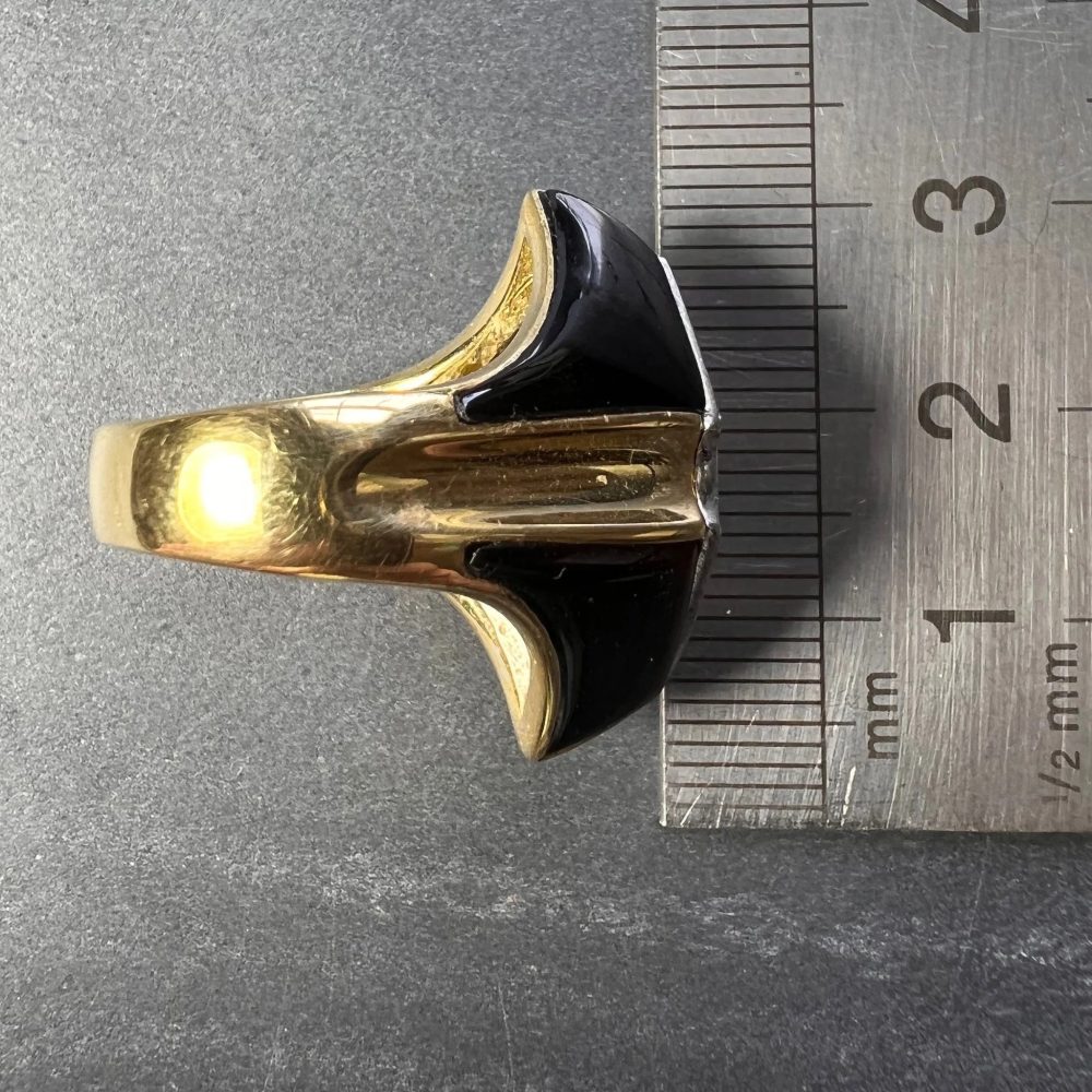 Vintage Onyx Diamond and Gold Cocktail Dress Ring
