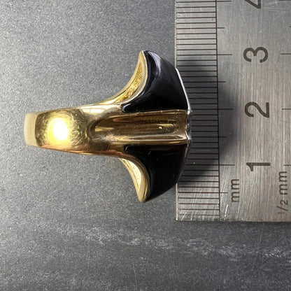 Vintage Onyx Diamond and Gold Cocktail Dress Ring