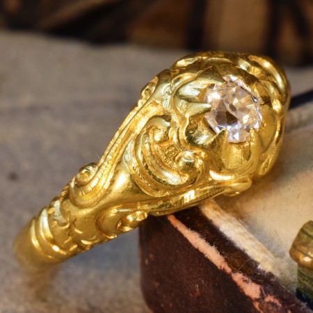 Antique Victorian Old Cut Diamond Gypsy Ring, 0.40ct, 18ct Yellow Gold