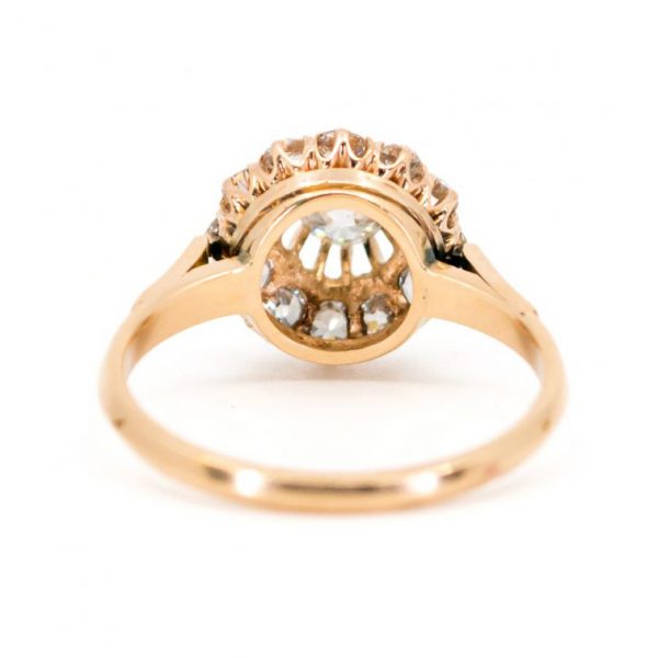 Victorian Style Old Cut Diamond Cluster Ring, 1.10cts, 18ct Yellow Gold