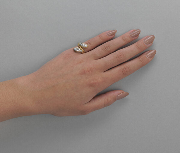 Vintage Diamond and 18ct Yellow Gold Snake Ring, Circa 1970