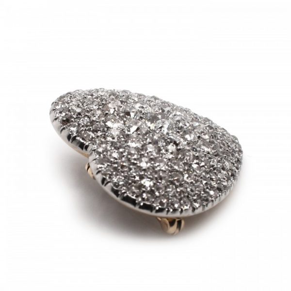 Vintage Old Cut Diamond Heart Brooch Pendant, 6.50 carats