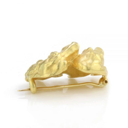 Antique Edwardian 18ct Gold Basset Hound Dog Brooch with Old Cut Diamond