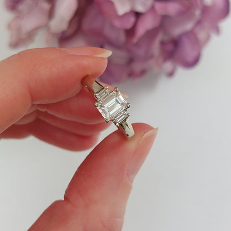 1.02ct Baguette Cut Diamond Three Stone Engagement Ring