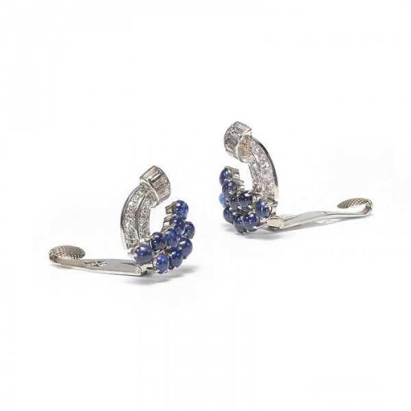 Vintage Sapphire, Diamond and Platinum Earrings, 5.00 carats