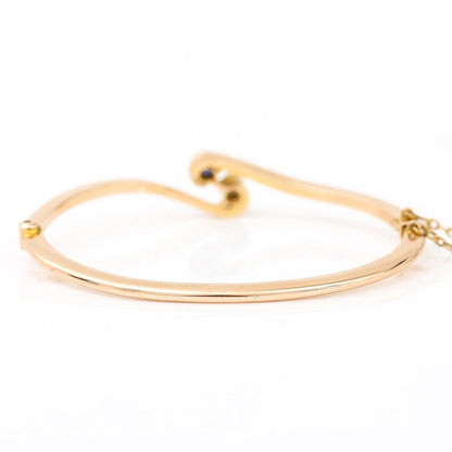 Edwardian Antique Sapphire Diamond 15ct Gold Bangle Bracelet