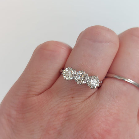 Three Stone Diamond Engagement Ring in Platinum, 1.70 carats