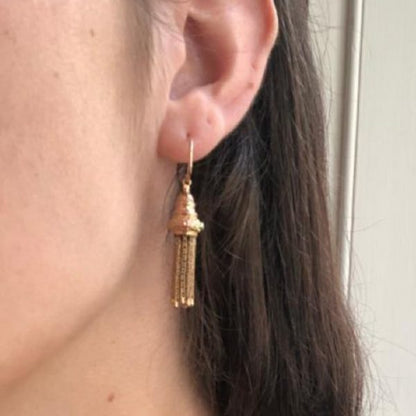 Antique Georgian Tri Colour Gold Tassel Drop Earrings, Circa 1820