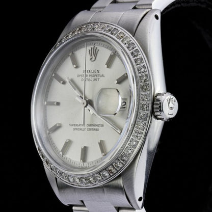 Vintage Rolex Oyster Perpetual Datejust 1601 with Later Diamond Bezel
