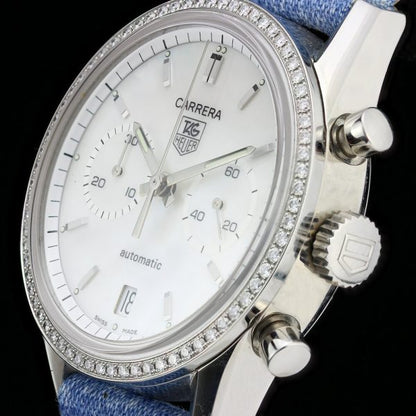 Tag Heuer Carrera 39mm Steel Automatic Watch with Diamond Set Bezel, ref CV2116
