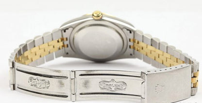 Rolex Datejust 16233 Steel and Gold 36mm Watch with Rolex factory original grey diamond Jubilee dial, Year 2002 and with Rolex box and papers