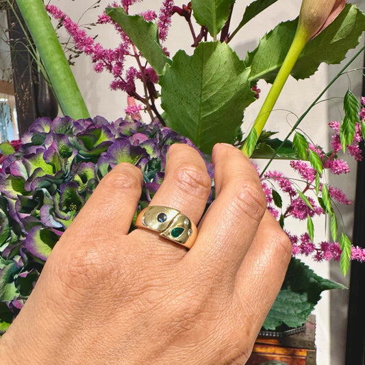 Diamond Emerald Sapphire 18k Gypsy Ring 16771-9001