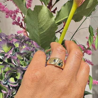 Diamond Emerald Sapphire 18k Gypsy Ring 16771-9001