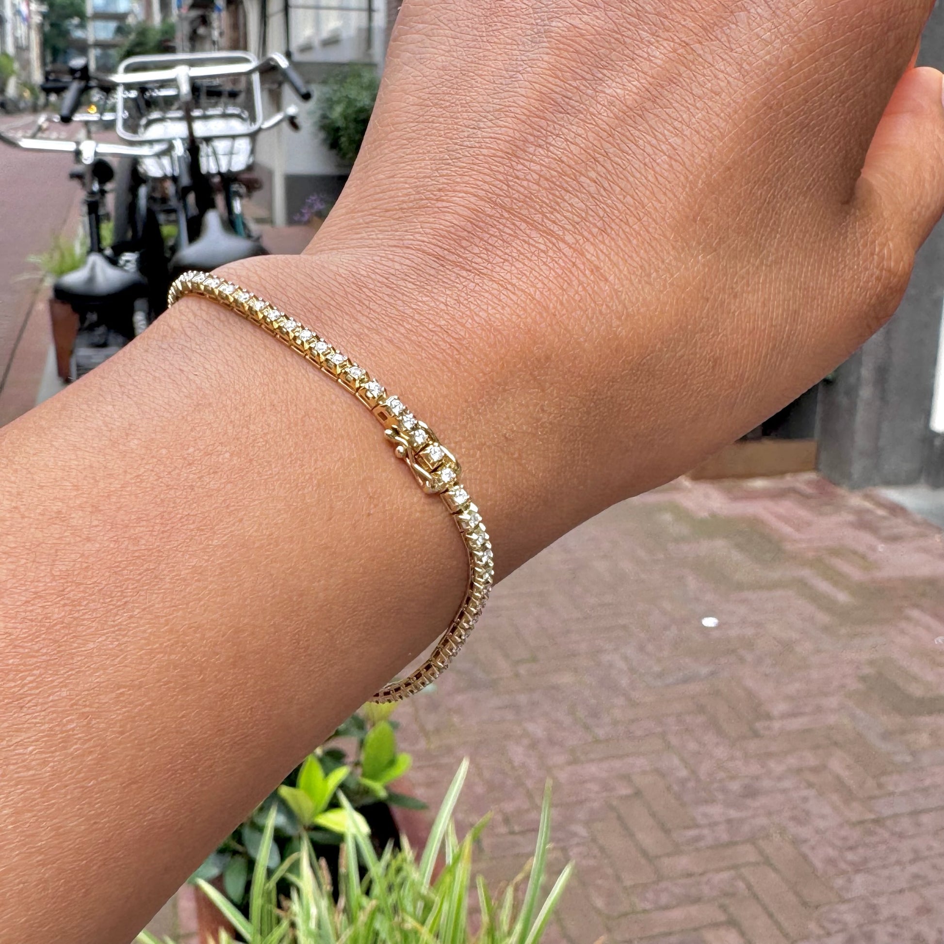 Diamond Line Tennis Bracelet, 1 Carat, in Yellow Gold