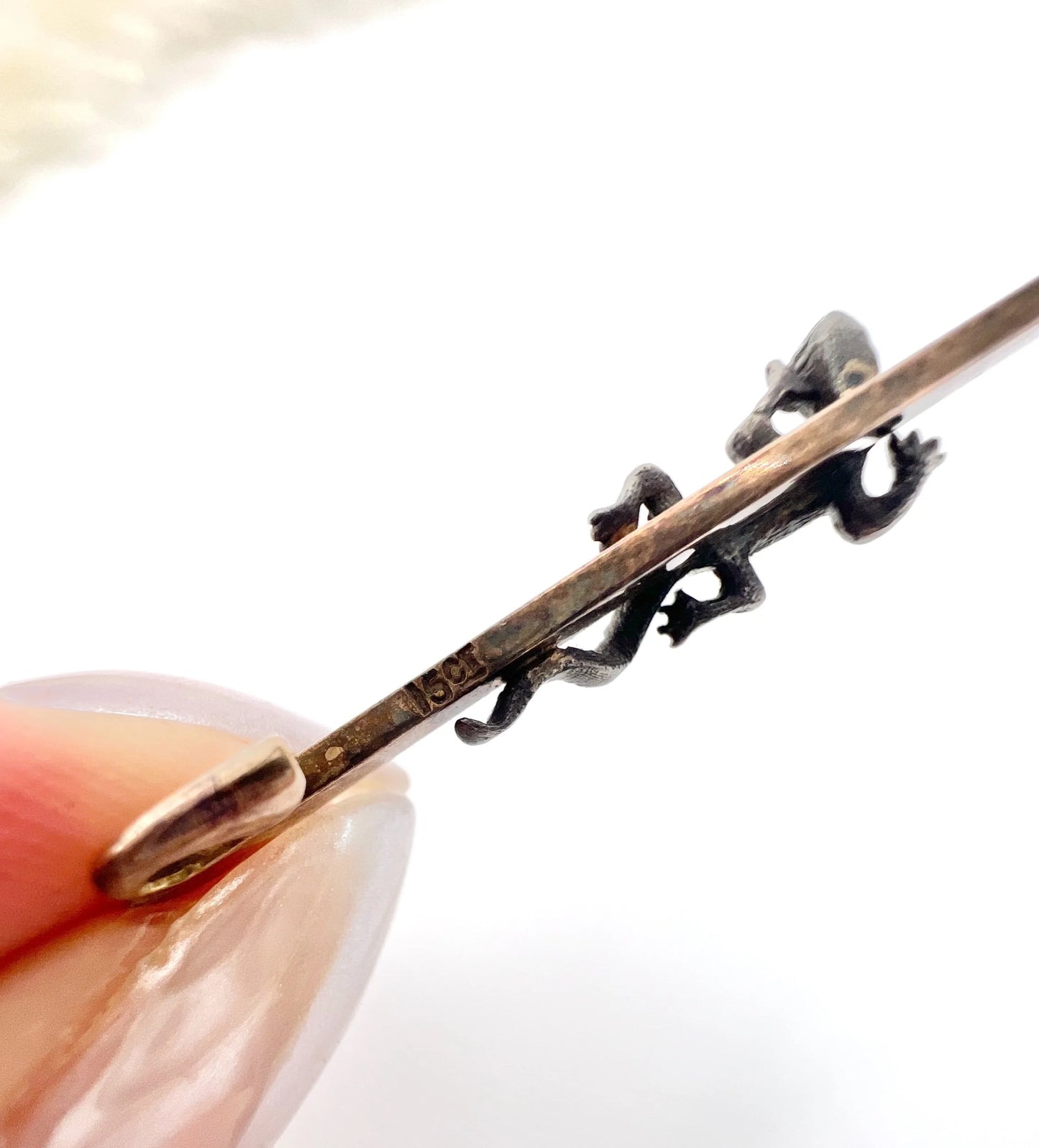 Antique 15ct Gold & Platinum, Victorian Diamond Lizard Brooch
