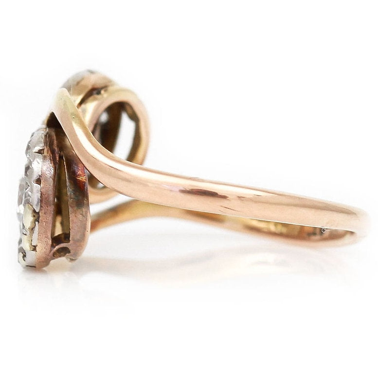Antique Double Diamond Cluster Toi et Moi Ring