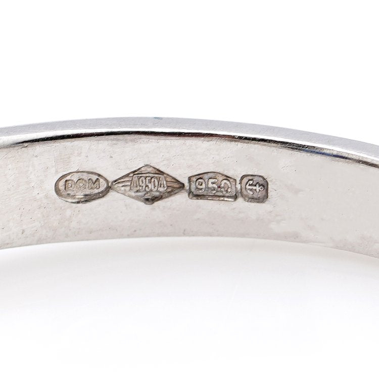 Cushion Cut Sapphire and Diamond Three Stone Ring in Platinum