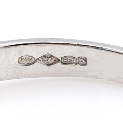 Cushion Cut Sapphire and Diamond Three Stone Ring in Platinum