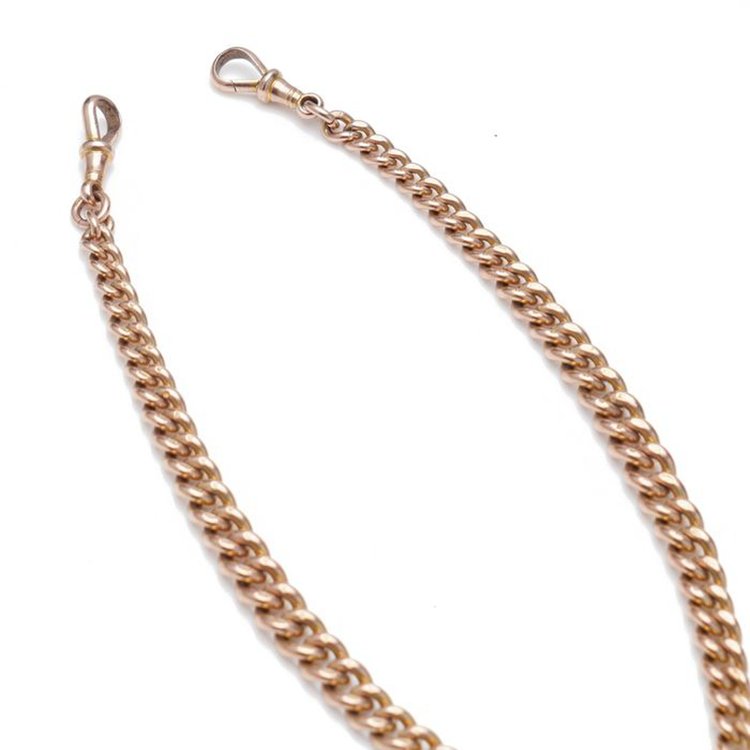 Antique Victorian Rose Gold Albert Chain Necklace with Coin Pendant