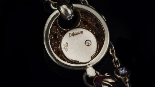 DaLaneau 18ct Gold Ladies Bracelet Watch with Diamonds and Rubies