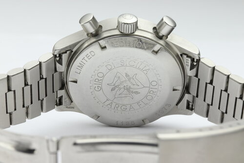 Omega Dynamic Giro Di Sicilia Targa Florio Limited Edition 38mm Chronograph Stainless Steel Watch, to commemorate the last race in 1973 of the open road endurance car race held in Sicily, the Targa Florio