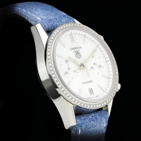 Tag Heuer Carrera 39mm Steel Automatic Watch with Diamond Set Bezel