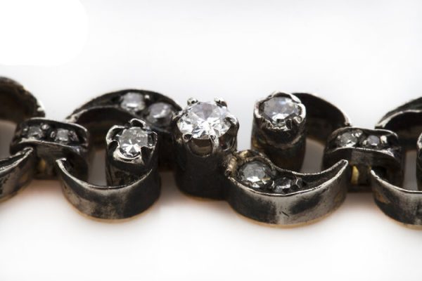 Antique Victorian Old Cut Diamond Bracelet, 2.72 carat total, in 18ct gold and silver, Made in France, Circa 1850s