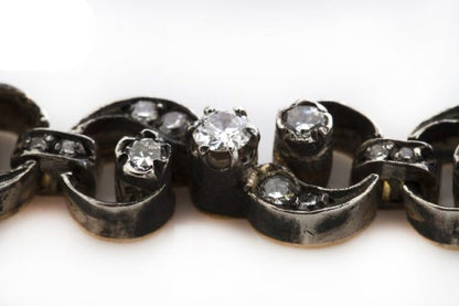 Antique Victorian Old Cut Diamond Bracelet, 2.72 carat total, in 18ct gold and silver, Made in France, Circa 1850s