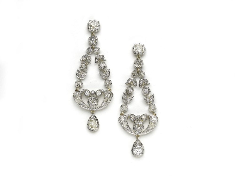 Antique Victorian Diamond Chandelier Earrings, 5.80 carats