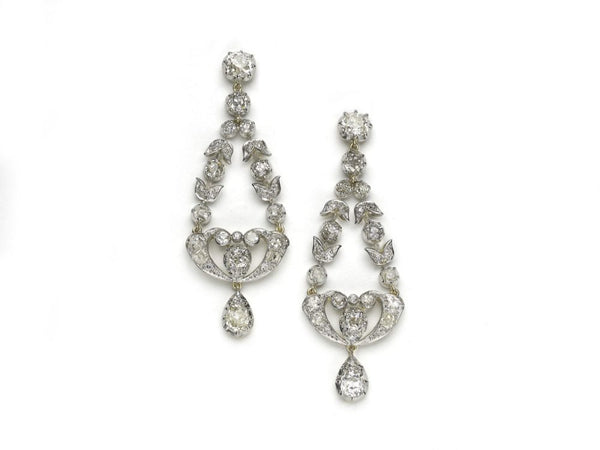 Antique Victorian Diamond Chandelier Earrings, 5.80 carats